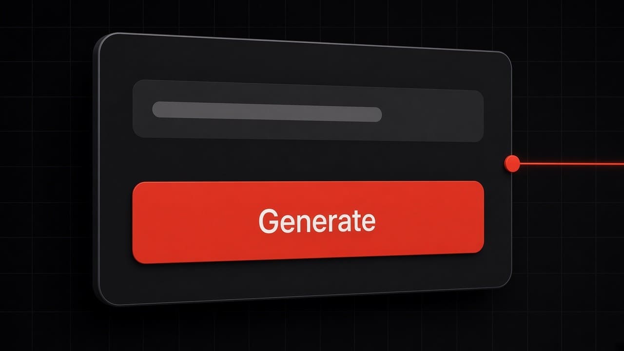 Frame strip of stills beside a short prompt and an export control.